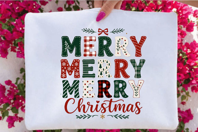 Merry Merry Merry Christmas PNG Sublimation SVGArt 