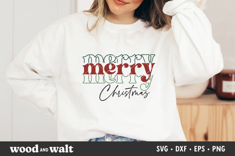 Merry Merry Merry Christmas SVG | Retro Xmas Shirt SVG SVG Wood And Walt 