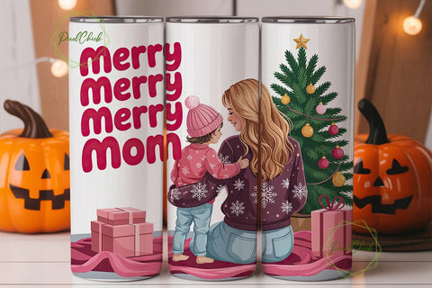 Merry Mom Christmas Tumbler Wrap Sublimation PixelChick 