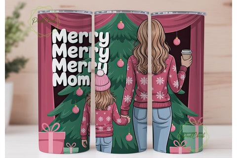 Merry Mom Christmas Tumbler Wrap Sublimation PixelChick 