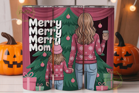Merry Mom Christmas Tumbler Wrap Sublimation PixelChick 
