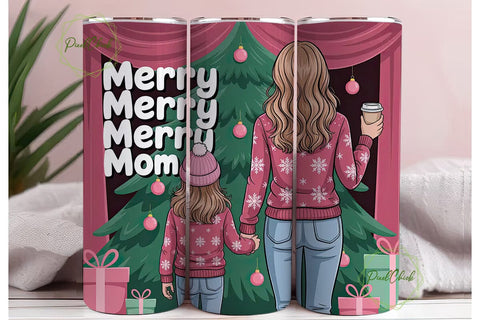 Merry Mom Christmas Tumbler Wrap Sublimation PixelChick 