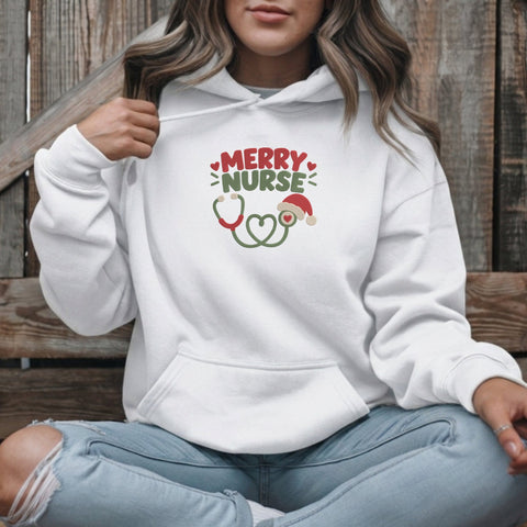 Merry Nurse Christmas Embroidery Design – Santa Hat Stethoscope Holiday Nurse Machine Embroidery File Embroidery/Applique DESIGNS PatternFeed8 