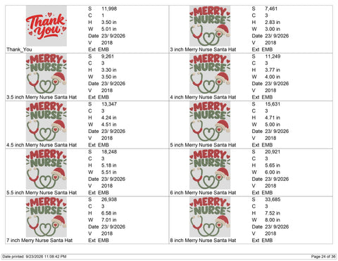 Merry Nurse Christmas Embroidery Design – Santa Hat Stethoscope Holiday Nurse Machine Embroidery File Embroidery/Applique DESIGNS PatternFeed8 