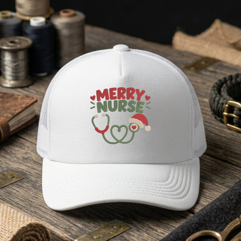 Merry Nurse Christmas Embroidery Design – Santa Hat Stethoscope Holiday Nurse Machine Embroidery File Embroidery/Applique DESIGNS PatternFeed8 