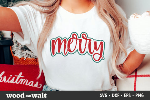 Merry Outlined SVG | Christmas Shirt SVG SVG Wood And Walt 
