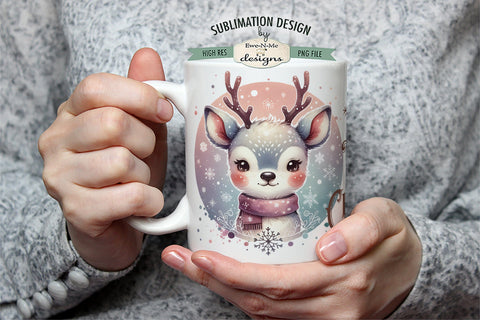 Merry Retro Reindeer | 11 & 15 oz Mug Sublimation Design Sublimation Ewe-N-Me Designs 