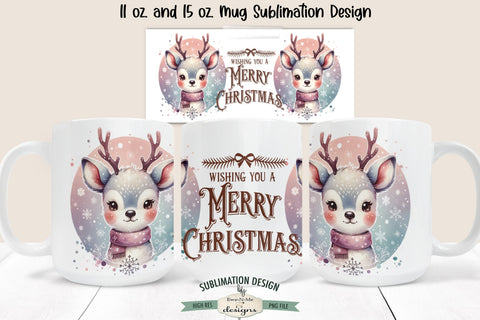 Merry Retro Reindeer | 11 & 15 oz Mug Sublimation Design Sublimation Ewe-N-Me Designs 