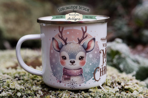 Merry Retro Reindeer | 11 & 15 oz Mug Sublimation Design Sublimation Ewe-N-Me Designs 