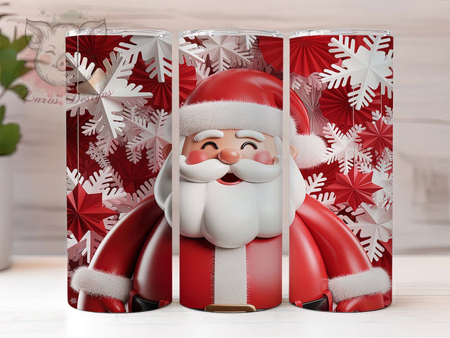 Merry Santa Christmas Tumbler, Christmas Wrap Design, Holiday Drinkware, Sublimation Cup, 20oz Skinny Tumbler, Festive Pattern, Merry Christmas Sublimation Lara' s Designs 