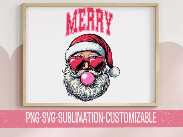 Merry Santa - Holiday Colorful SVG PNG | Cutesy Graphic | Festive Clipart | Family | Digital Download | Shopping | SVG YaySportsandSuch 