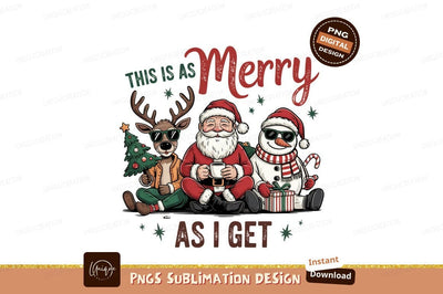 Merry Santa Reindeer Snowman Sublimation Png Sublimation Designangry 