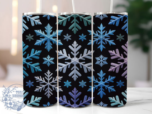 Merry Snowflake Christmas Tumbler, Xmas Holiday, Merry And Bright, Winter Snow Design, Festive Snowflake Art, 20oz Tumbler, Sublimation Design Sublimation ToriDesigns 