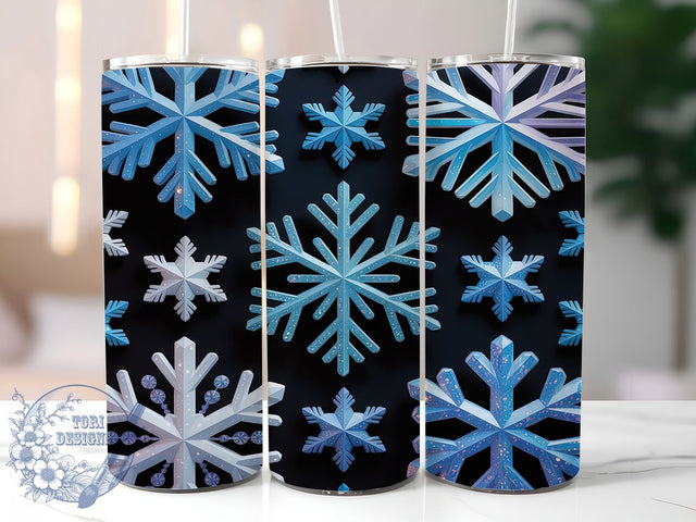 Merry Snowflake Christmas Tumbler, Xmas Holiday, Merry And Bright, Winter Snow Design, Festive Snowflake Art, 20oz Tumbler, Sublimation Design Sublimation ToriDesigns 