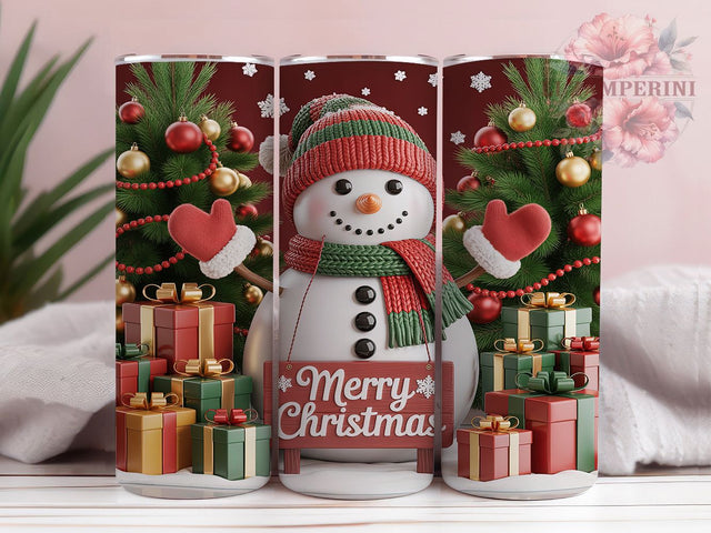 Merry Snowman Christmas Tumbler, Merry Holiday Wrap, Festive Snowman Sublimation Design, Cute Winter Cup, 20Oz Skinny Tumbler Wrap, Jolly Christmas Mug, Cheerful Holiday Design Sublimation Li Zamperini 