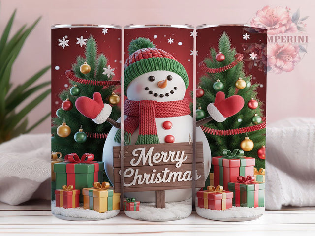 Merry Snowman Christmas Tumbler, Merry Holiday Wrap, Festive Snowman Sublimation Design, Cute Winter Cup, 20Oz Skinny Tumbler Wrap, Jolly Christmas Mug, Cheerful Holiday Design Sublimation Li Zamperini 