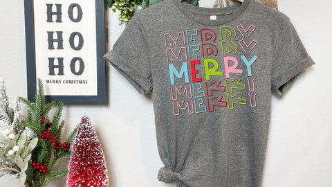 Merry Stacked Retro Christmas PNG, Colorful Christmas Sublimation, Pastel Merry PNG Sublimation So Fontsy VIP Design Shop 