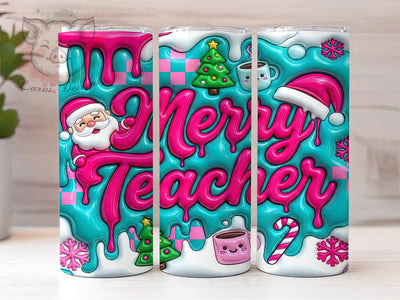 Merry Teacher Christmas 20oz Tumbler, Merry Teacher Xmas, Teacher Christmas, Christmas Teacher, Teacher Tumbler, Teacher Xmas PNG, Merry Teacher PNG, Teacher Gift PNG Sublimation Lara' s Designs 