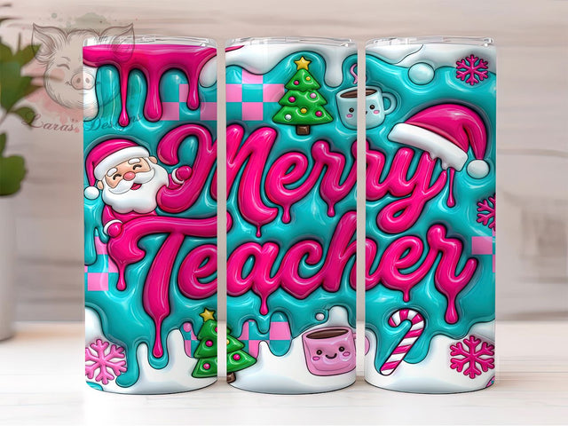 Merry Teacher Christmas 20oz Tumbler, Merry Teacher Xmas, Teacher Christmas, Christmas Teacher, Teacher Tumbler, Teacher Xmas PNG, Merry Teacher PNG, Teacher Gift PNG Sublimation Lara' s Designs 