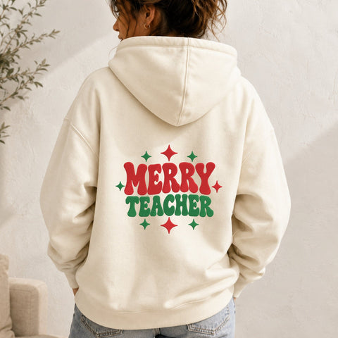 Merry Teacher Christmas Embroidery Design – Retro Teacher Holiday Machine Embroidery File Embroidery/Applique DESIGNS PatternFeed8 
