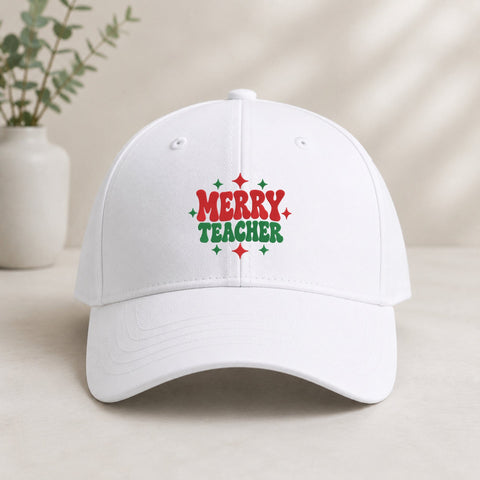 Merry Teacher Christmas Embroidery Design – Retro Teacher Holiday Machine Embroidery File Embroidery/Applique DESIGNS PatternFeed8 