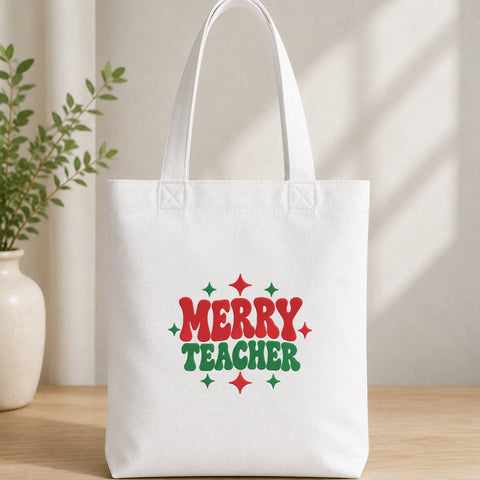 Merry Teacher Christmas Embroidery Design – Retro Teacher Holiday Machine Embroidery File Embroidery/Applique DESIGNS PatternFeed8 