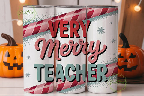 Merry Teacher Christmas Tumbler Wrap Sublimation PixelChick 