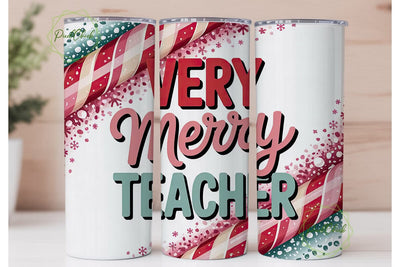 Merry Teacher Christmas Tumbler Wrap Sublimation PixelChick 
