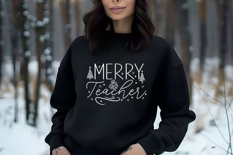 Merry Teacher SVG I Christmas Teacher Shirt SVG I Holiday SVG Happy Printables Club 