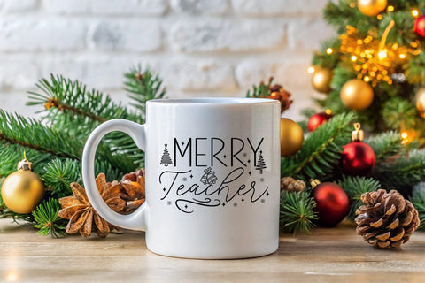 Merry Teacher SVG I Christmas Teacher Shirt SVG I Holiday SVG Happy Printables Club 