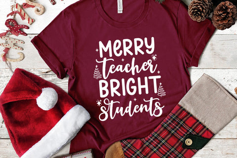 Merry Teacher SVG I Christmas Teacher Shirt SVG I Holiday SVG Happy Printables Club 