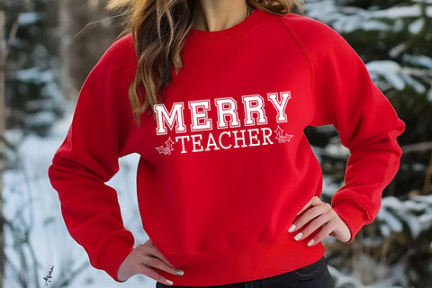 Merry Teacher SVG I Christmas Teacher Shirt SVG I Holiday SVG SVG Happy Printables Club 