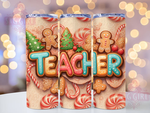 Merry Teacher Tumbler, Christmas Teacher Design, 20oz Sublimation, Holiday Drinkware, Teacher Gift Idea, Cute Christmas Tumbler, Teacher Appreciation Gift Sublimation SvggirlplusArt 
