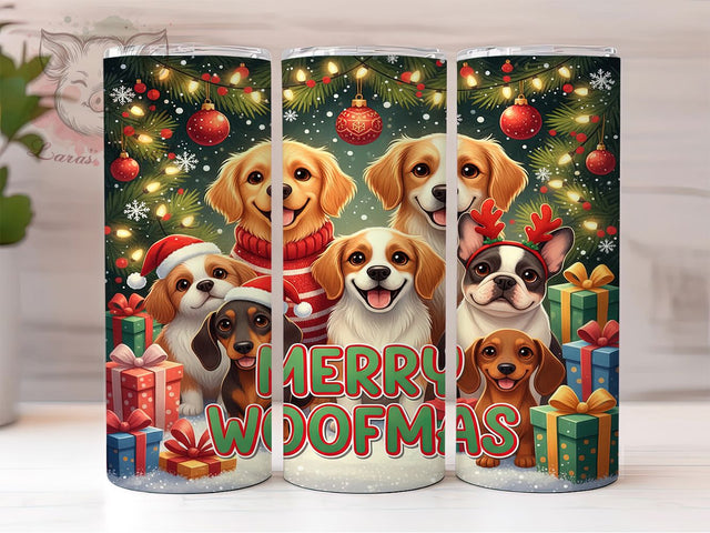 Merry Woofmas Christmas Dog Tumbler, Merry Woofmas Wrap, Holiday Pet Gift, Sublimation Design, Cute Puppy Mug, Festive Dog Lover, Winter Tumbler Sublimation Lara' s Designs 