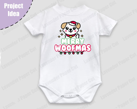 Merry Woofmas Dog Christmas SVG, PNG, JPEG, Clipcart, Sublimation, Christmas Puppy, kawaii, Holiday Dog SVG Lavender Paper Cut 