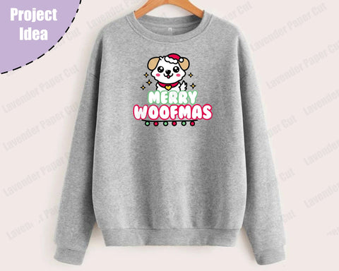 Merry Woofmas Dog Christmas SVG, PNG, JPEG, Clipcart, Sublimation, Christmas Puppy, kawaii, Holiday Dog SVG Lavender Paper Cut 