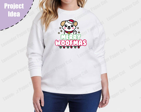 Merry Woofmas Dog Christmas SVG, PNG, JPEG, Clipcart, Sublimation, Christmas Puppy, kawaii, Holiday Dog SVG Lavender Paper Cut 