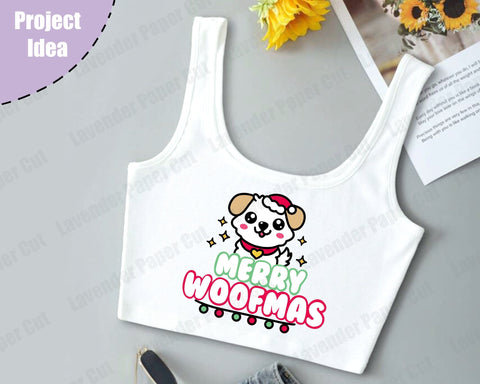 Merry Woofmas Dog Christmas SVG, PNG, JPEG, Clipcart, Sublimation, Christmas Puppy, kawaii, Holiday Dog SVG Lavender Paper Cut 