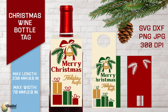 Merry XMas SVG. Christmas Wine Bottle Tags. Gift Tags SVG 3D Paper Evgenyia Guschina 