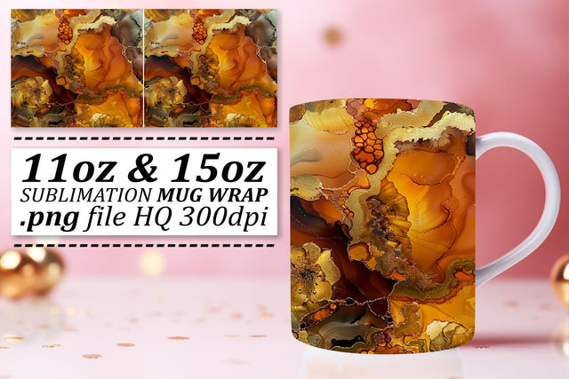 Mesmerizing Marble Effect Mug Wrap, Sublimation, 11oz 15oz Sublimation afrosvg 