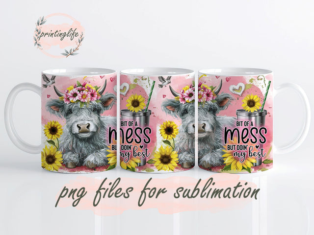 Mess But Doing My best Mug Wrap Design, Instant Digital Design Download Mug Wrap Design, Mug Design PNG Sublimation PrintingLife 