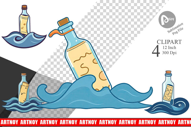 Message in a Bottle Clipart Sublimation artnoy 