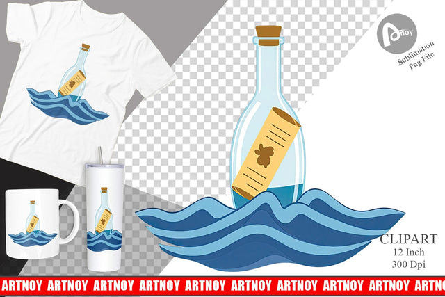 Message in a Bottle Clipart Sublimation artnoy 