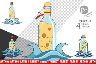 Message in a Bottle Clipart Sublimation artnoy 