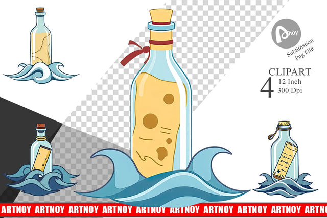 Message in a Bottle Clipart Sublimation artnoy 