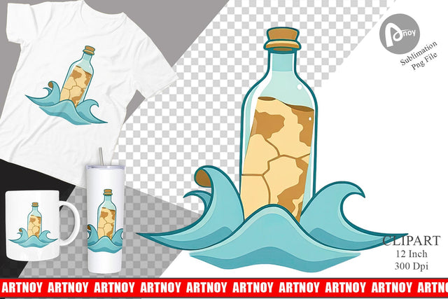 Message in a Bottle Clipart Sublimation artnoy 