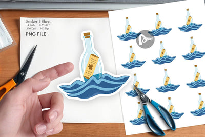 Message in a Bottle Sticker Sublimation artnoy 