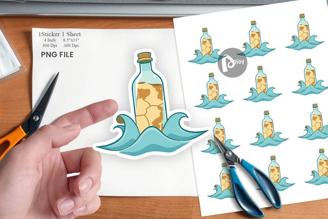 Message in a Bottle Sticker Sublimation artnoy 