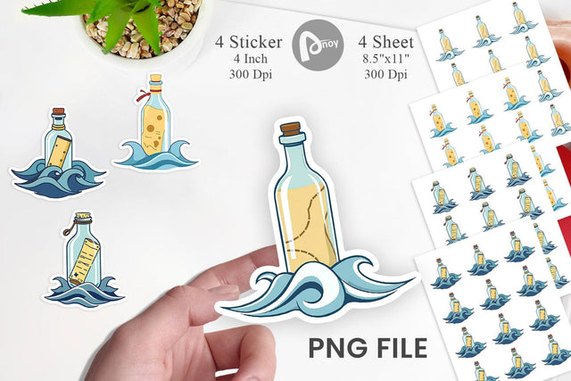 Message in a Bottle Sticker Sublimation artnoy 