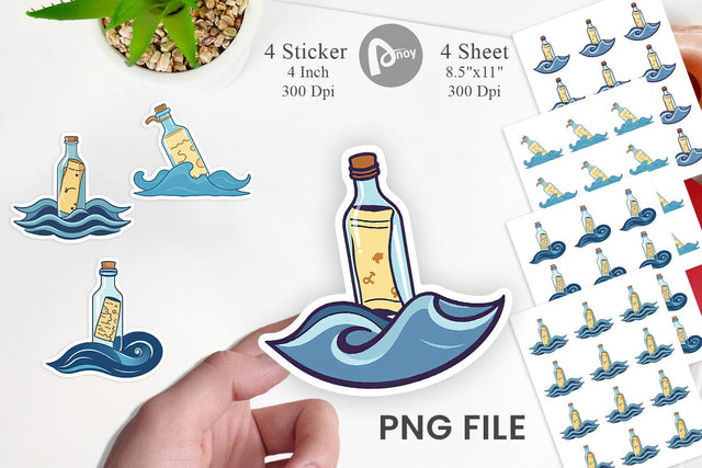 Message in a Bottle Sticker Sublimation artnoy 